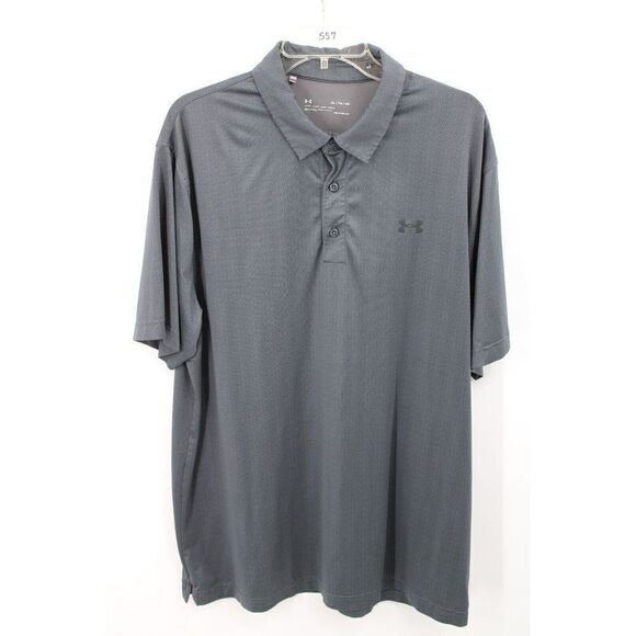 Under Armour Loose Heat gear Gray Chevron Pattern Mens Xl Short Sleeve Polo... - Picture 1 of 6